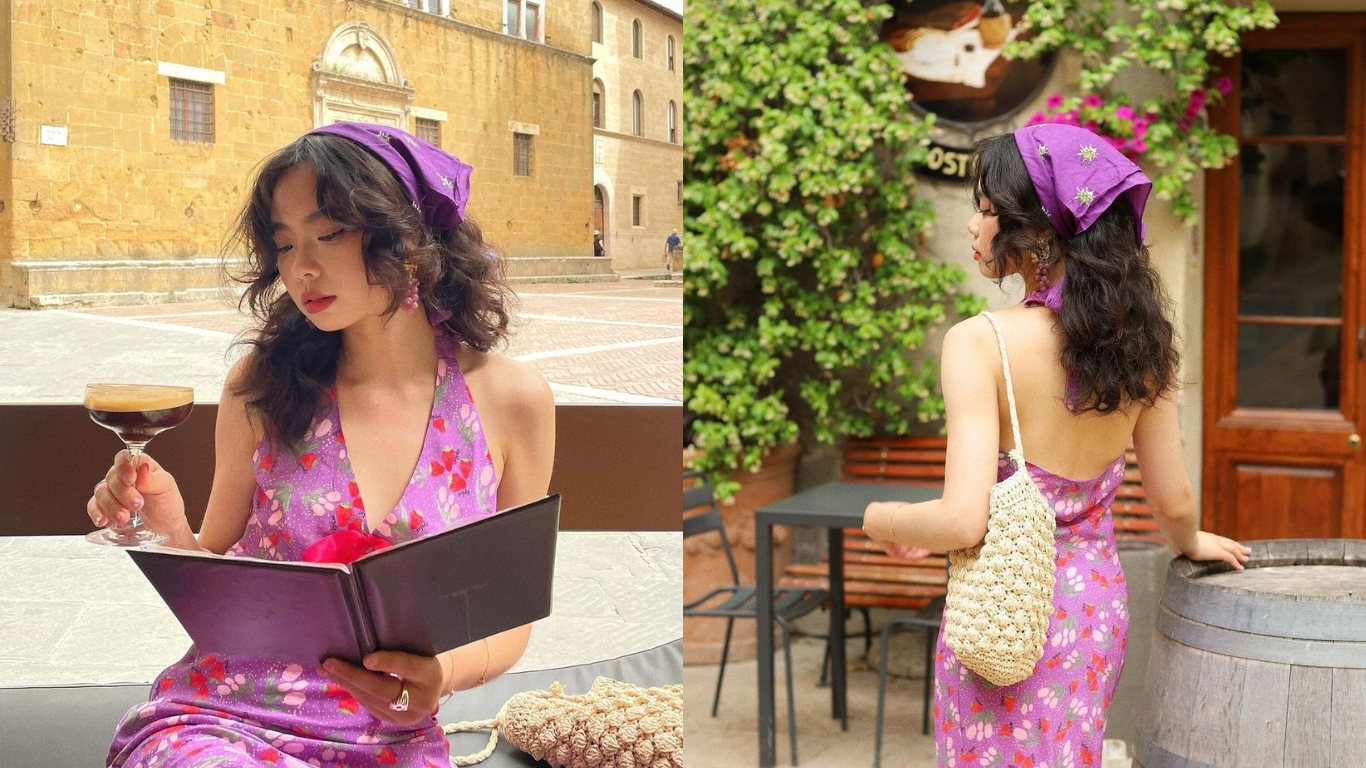 Kiểu tóc uốn xoăn cùng khăn turban