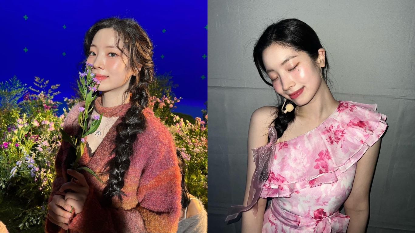 Dahyun với kiểu tóc thắt bím lỏng.