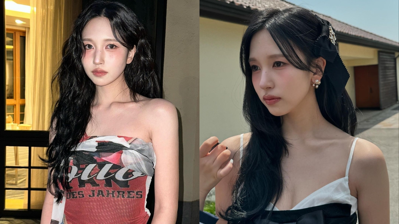 Vẻ đẹp của Mina với phong cách trang điểm má hồng đậm.
