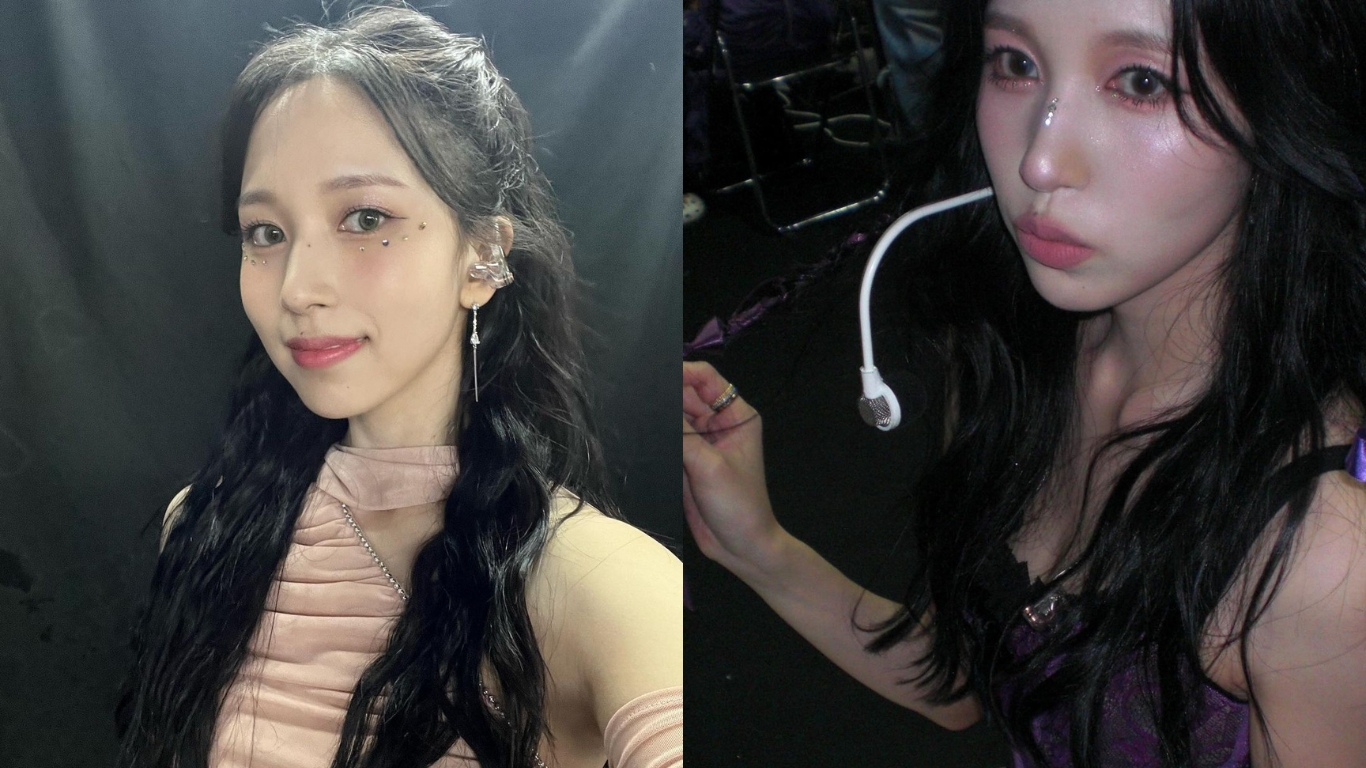 Mina với phong cách makeup đính đá.